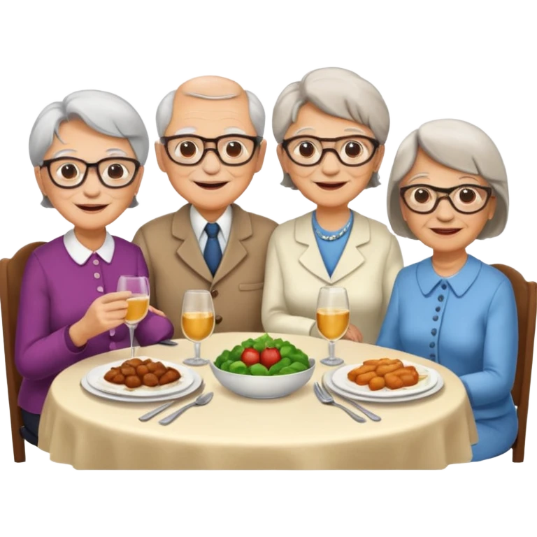 4 elderly people having dinner emoji