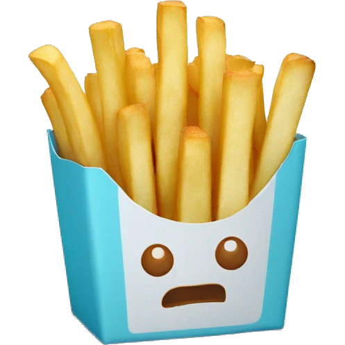 French fries with light blue box  emoji