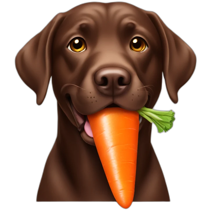 Chocolate labrador eating carrot emoji