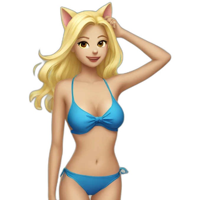 hot catgirl blonde swim suit emoji