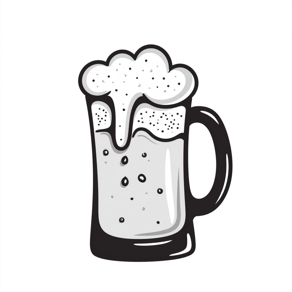 A hand drawn mug of beer with bubbles and foam at the top emoji