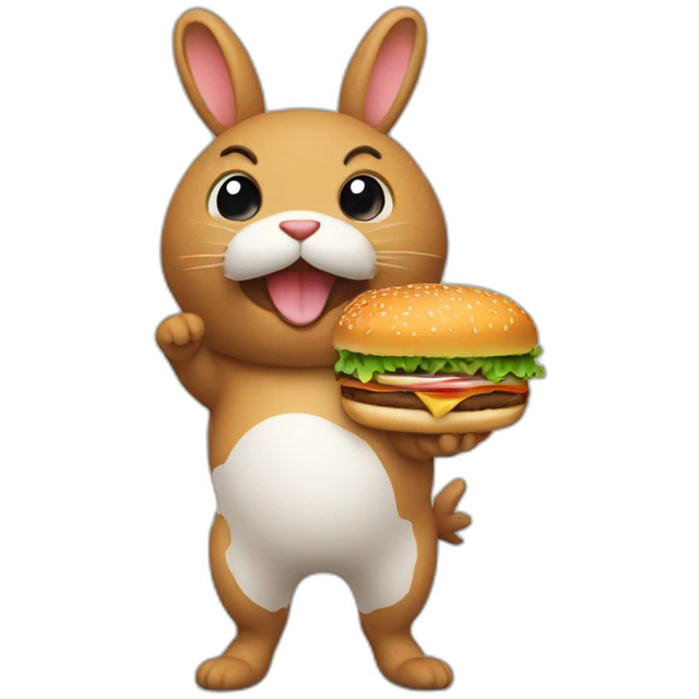 conejo comiendo hamburguesa emoji