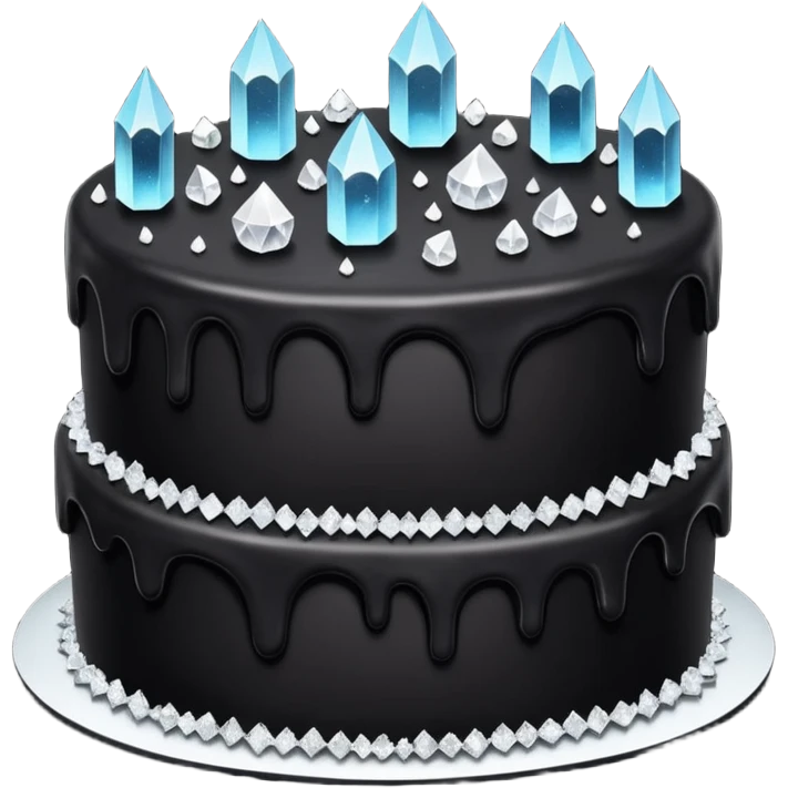 Three layer black cake adorned with overflowing raw crystals  emoji