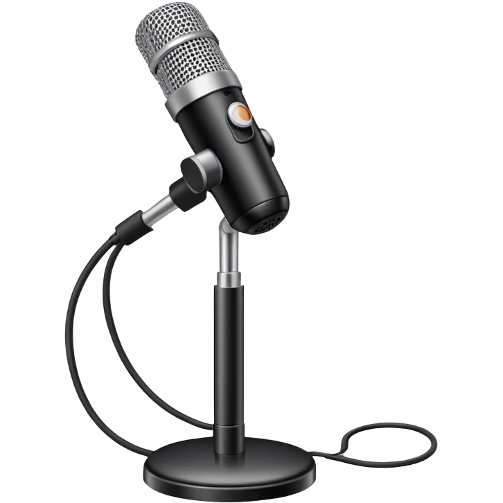 cardioid podcast microphone, with its base emoji