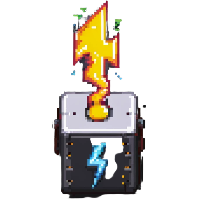 2d power up box with lightning bolt emoji