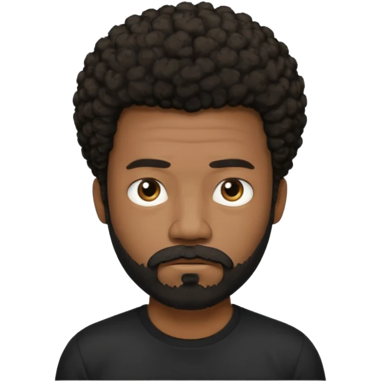 black man with beard, mustache, and short afro frowing wearing a black tee emoji