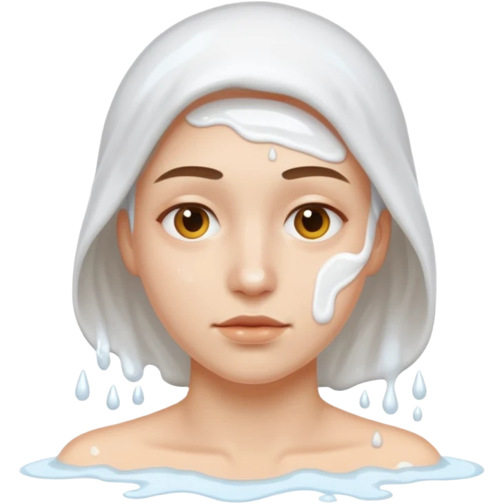 White liquid on a face emoji