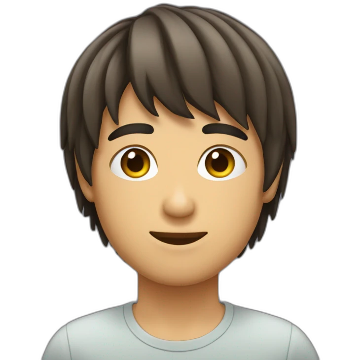 Joven con flequillo y morocho emoji