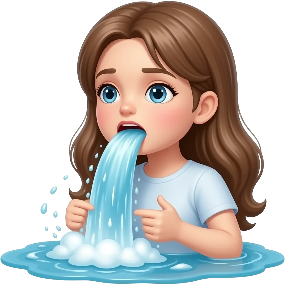The girl doll is throwing up like Niagara Falls emoji