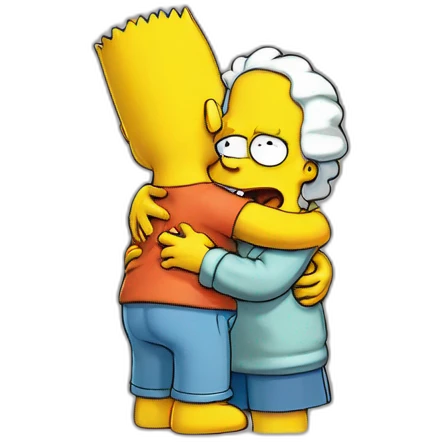 Simpsons hug and upset and cry emoji