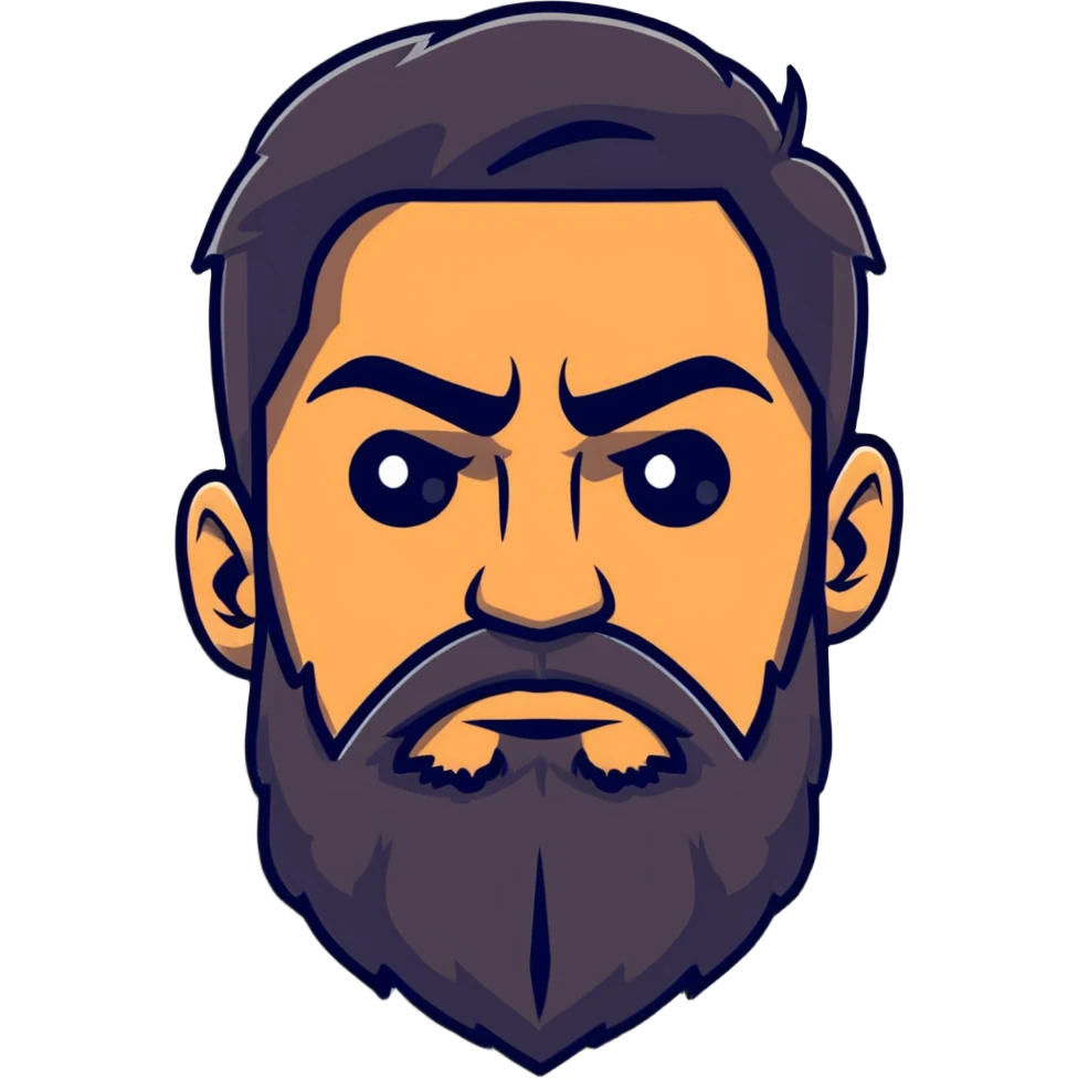 bearded man with dramatic thick eyebrows emoji