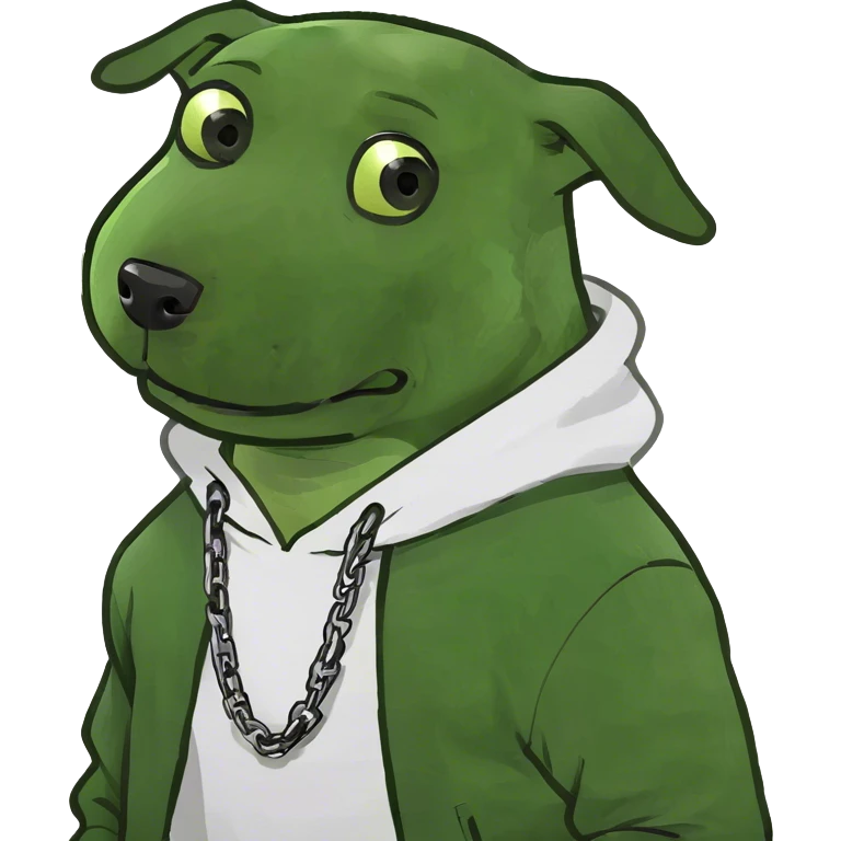 A dog with a chain and hoodi  emoji