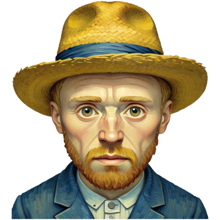Cinematic Realistic Vincent van Gogh Portrait Emoji, depicted as the iconic artist with expressive brushstrokes and soulful eyes, rendered with rich textured detail and dynamic emotive lighting that captures his creative genius. emoji