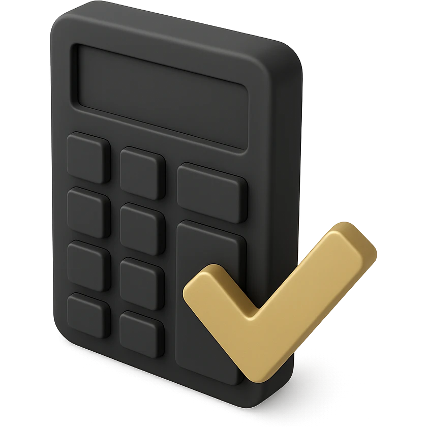 a calculator with a check mark in 3D black style emoji