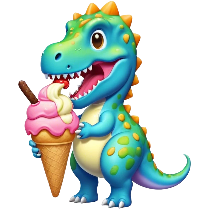 Dinosaur eating ice cream  emoji