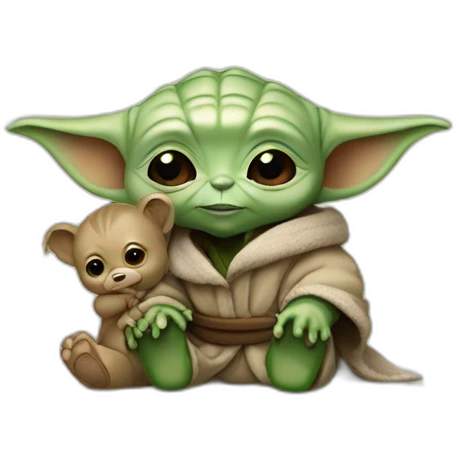 Bébé yoda avec a bear emoji