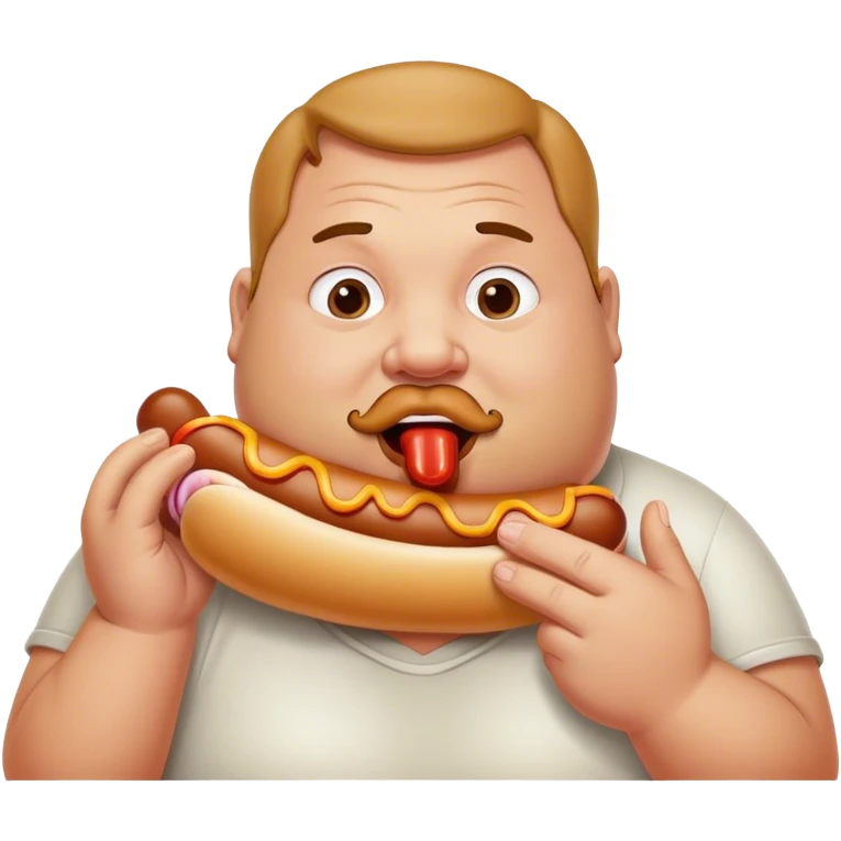 Fat man licking hotdog in mouth emoji