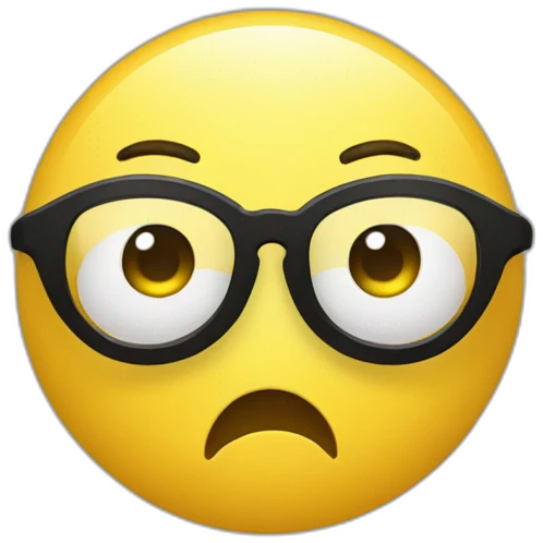 Yellow circle head Moult With a cheerful expression with black eyes black glasses emoji