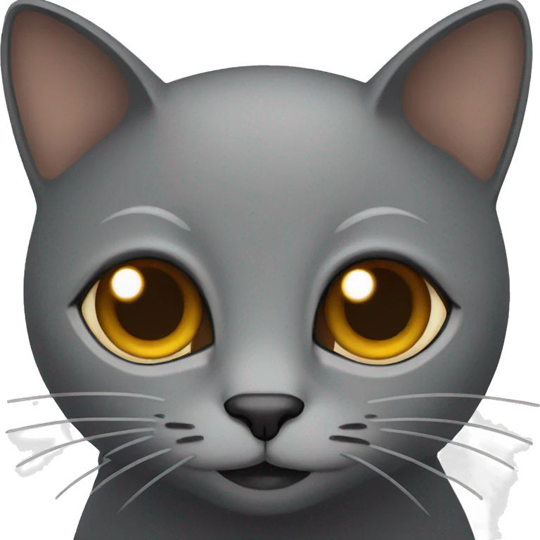 black cat smiling, brown eyes emoji