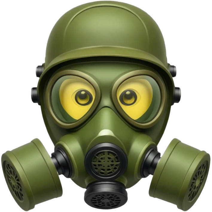 green gas mask, one filter emoji