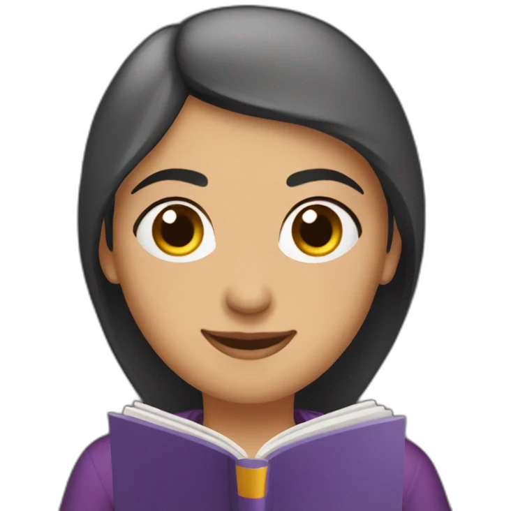 Armenian women with the purple clothes reading book and looking at camera and smiling  emoji