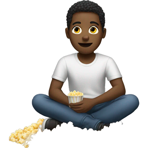 black person sitting down eating popcorn  emoji