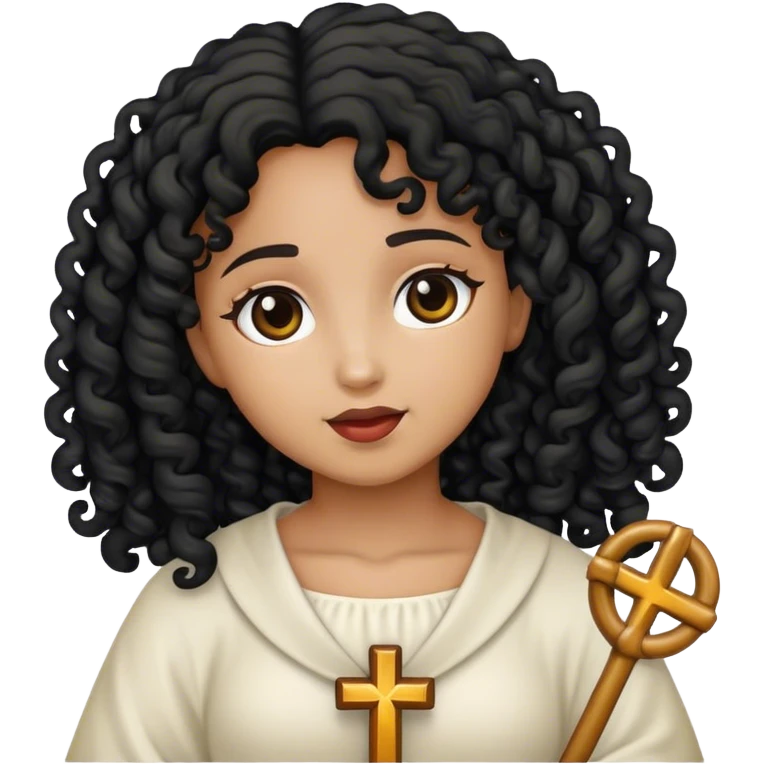 devocional girl Christ black curly emoji