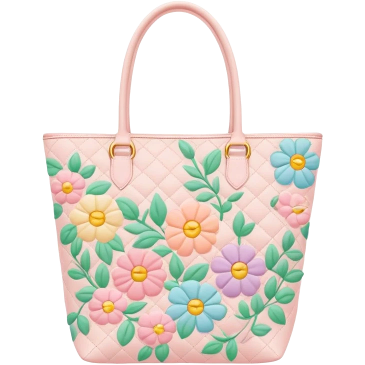 pastel floral quilted tote bag  emoji