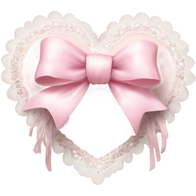 rococo Pastel pink heart with white bow with lace and frills  emoji