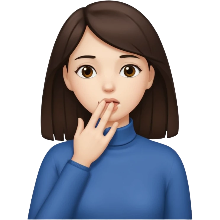 Brunette girl with hand on throat emoji