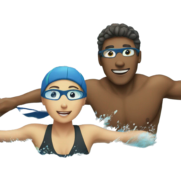 Couple doing swimming race together  emoji