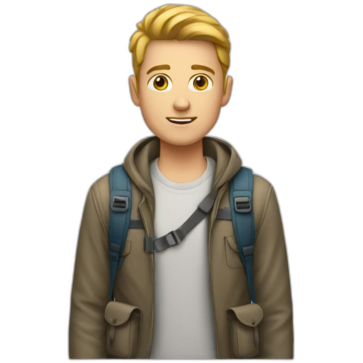 young white man with backpack emoji