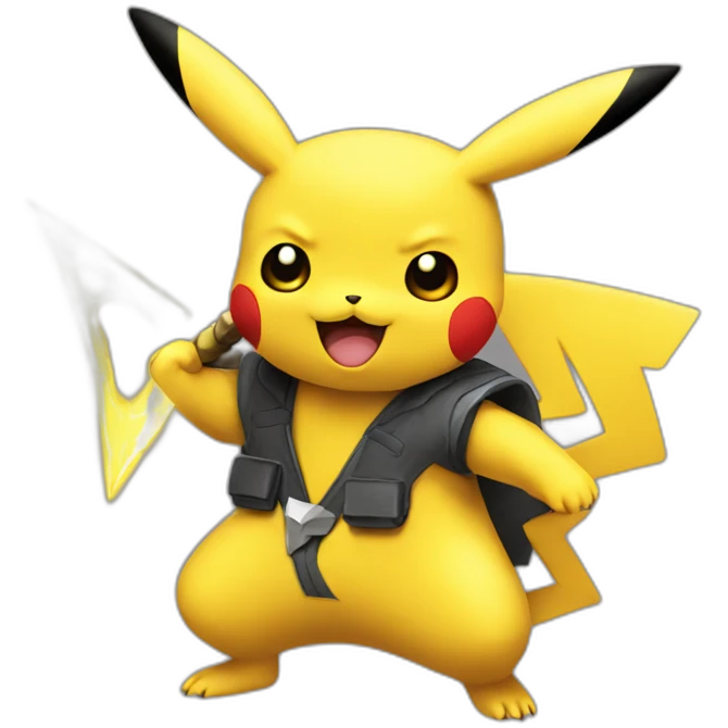 pikachu with shuriken emoji