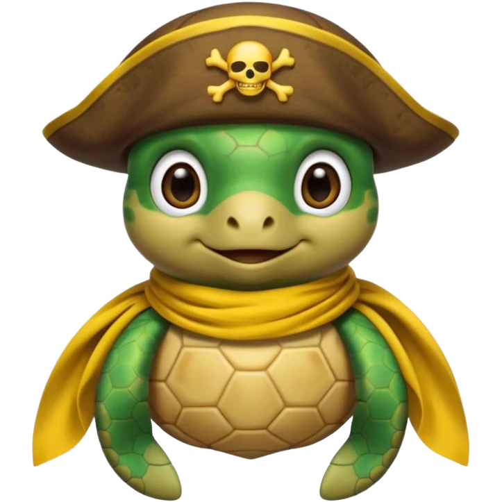cute sea turtle wearing a yellow pirate scarf emoji