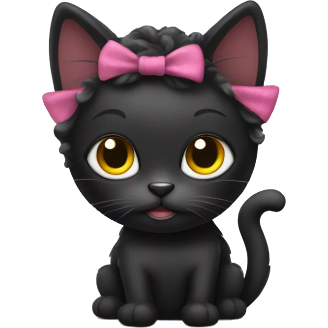 Black cat with hair in curlers emoji