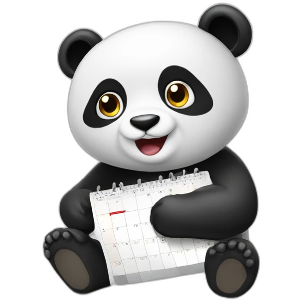 a panda planning his calendar emoji