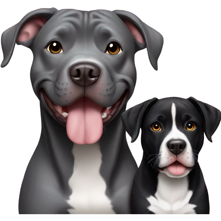Grey pitbull next to black retriever dog emoji