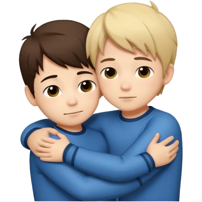 chibi boys sharing a hug emoji