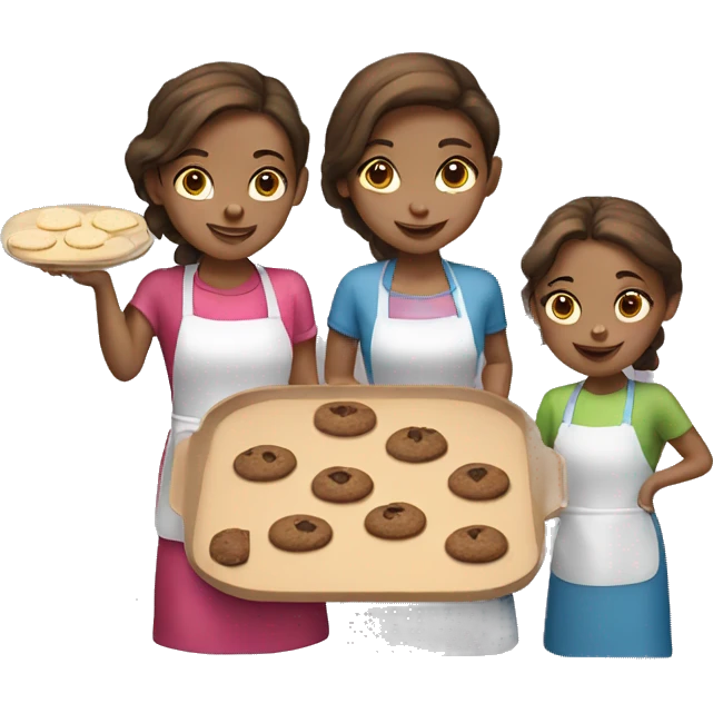 two brown hair girls baking cookies  emoji