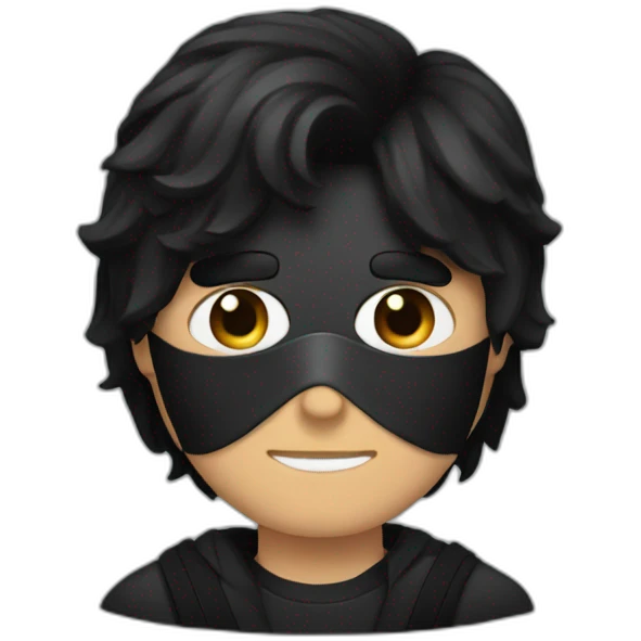 A man with black hair and wearing a black mask emoji