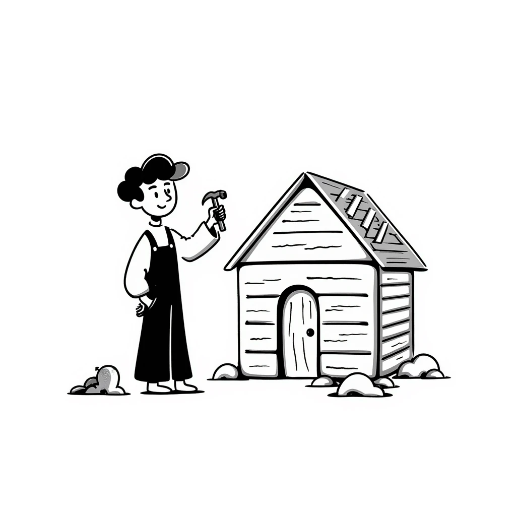 under construction log house emoji