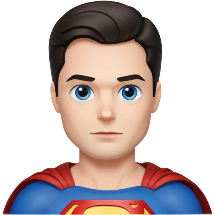 David Corenswet as Superman, close-up face, S-shield visible, blue eyes, apple emoji style emoji