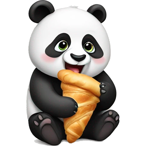 Panda eating a croissant  emoji