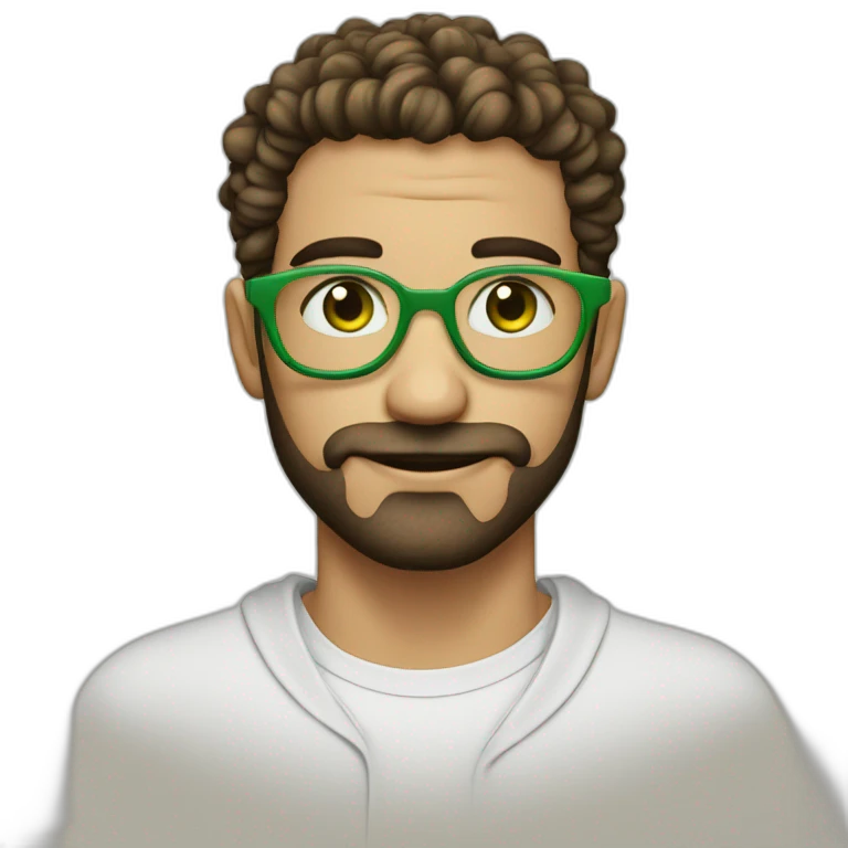 HOMBRE LENTES CABELLO RIZADO OJOS VERDES emoji