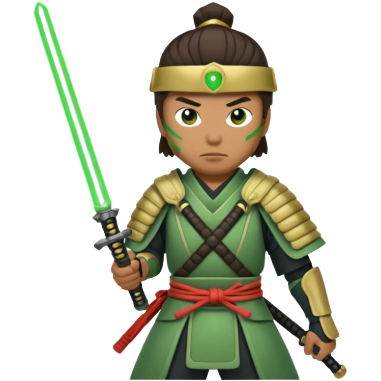 samurai with laser sword, green emoji