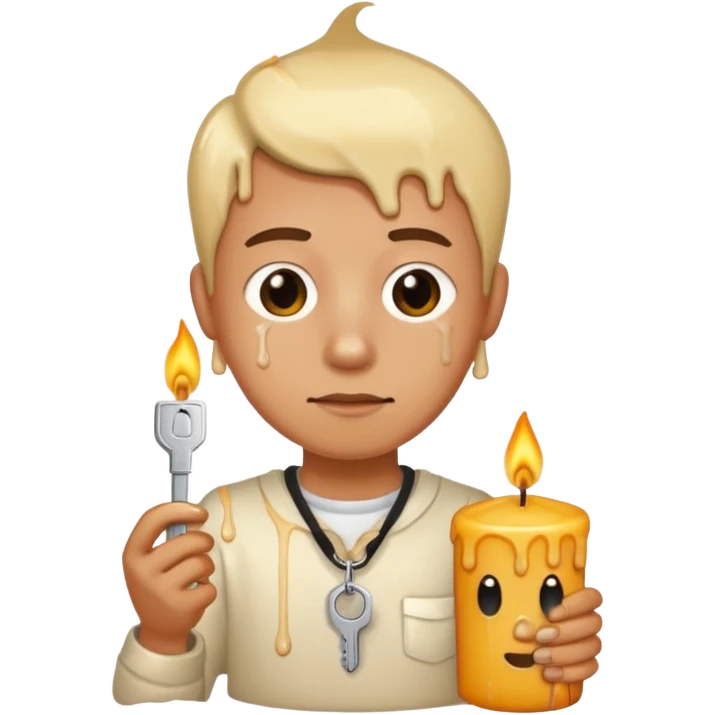 car keys stuck in a candle wearing a shirt emoji
