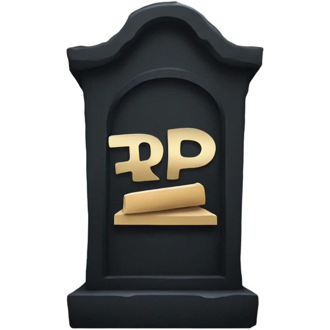 a black grave with the letters RIP emoji