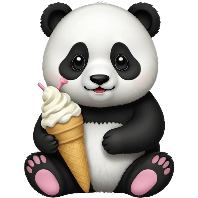 Panda eating ice cream emoji