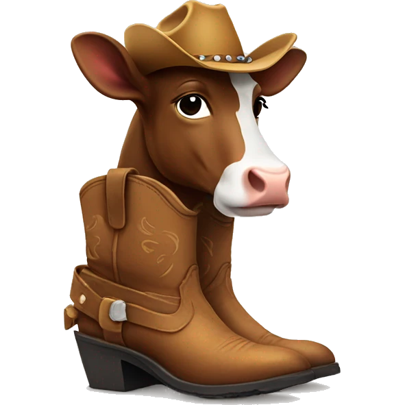 Cow wearing cowboy boots emoji