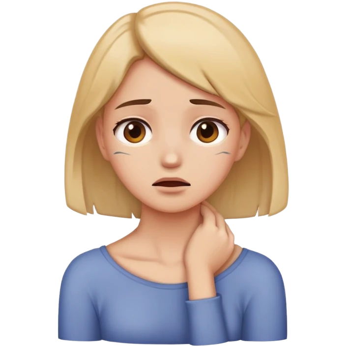 girl holding her neck in distress emoji